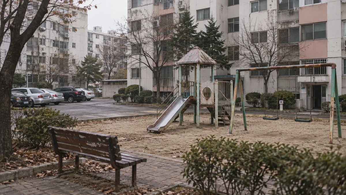 아파트 단지 마당과 어린이 놀이터